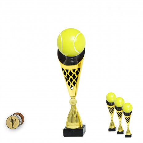 Tennisball auf einer schwarz-goldenen Trophäe C