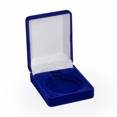 Plüsch-Medalienbox in Blau für 40/50 mm Medaillen