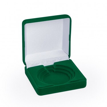 Plüsch-Medalienbox in Grün für 50/60/70 mm Medaillen