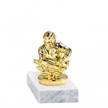 Feuerwehrmann Goldfigur mit Basis