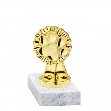 Hund (Pfote) Goldfigur mit Basis