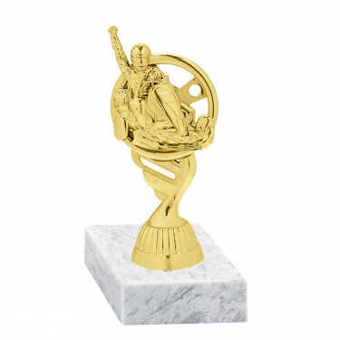 Go-Kart Goldfigur mit Basis