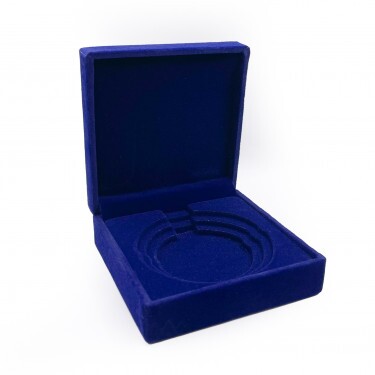 Plüsch-Medalienbox in Blau für 50/60/70 mm Medaillen