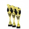 Tischtennis auf einer schwarz-goldenen Trophäe